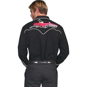 Scully Rock N Roll Embroidery Long Sleeve Snap Shirt Top Black Men's Size XXL